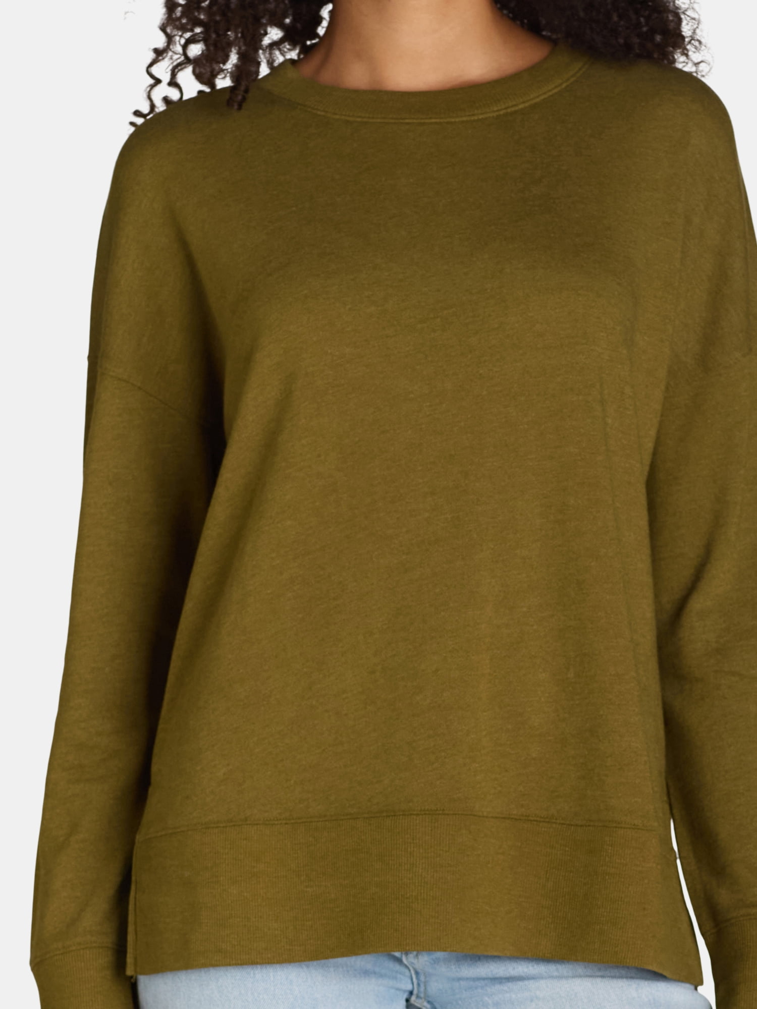 Time and Tru Women's Tunic Sweatshirt with High-Low Hem, Sizes XS -4X