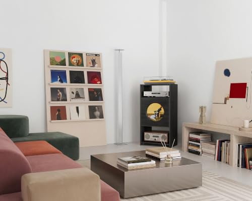 FITUEYES Picasso 4-Tier Record Player Stand with Album Display and Vinyl Record Storage, Black
