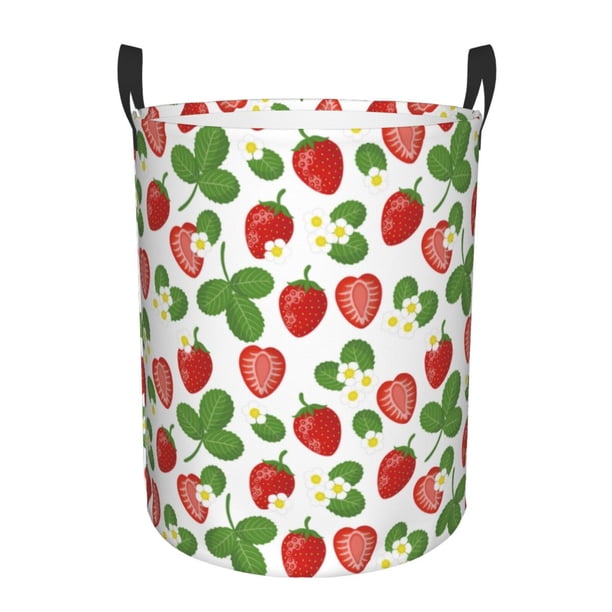 Fotbe Strawberry Cesto de Ropa con Asas, Cesto Impermeable de Gran Capacidad, Bolsa de Lavado para Dormitorio, Cesto de Ropa con Ruedas y Asas-Medium