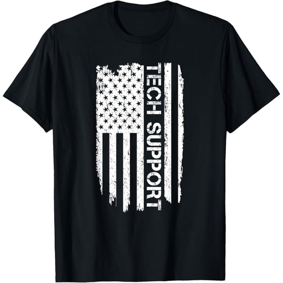 Crewneck Unisex Tee - Tech Support Shirt, American Flag Shirts For Men, Tech T-Shirt