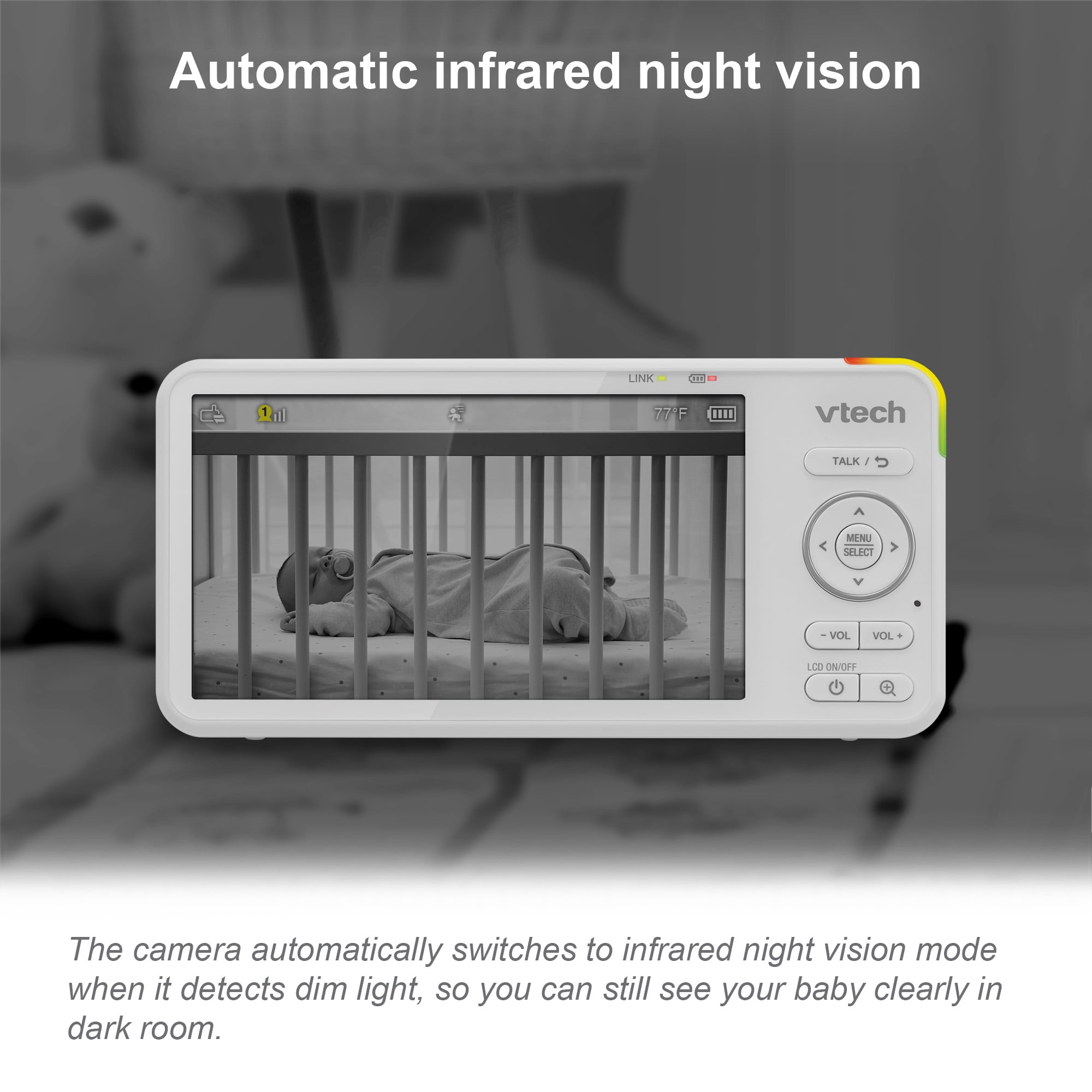 VTech RM5856-2HD Baby Monitor – 1080p Wifi, 5″ Screen + 2 Cameras, Night-Light, Remote Access