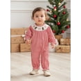 thumbnail image 2 of BemeyourBBs Baby Girl Plaid Romper Somcked Round Neck Long Sleeve Bubble Jumpsuit, 2 of 6