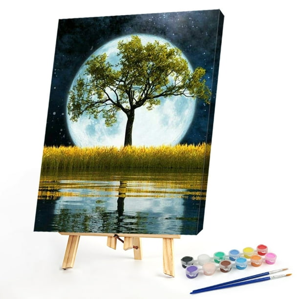 YEESAM ART - Pintura Al óleo Por Números, Para Adultos Y Niños, Playa, Amor, Rosa Puesta De