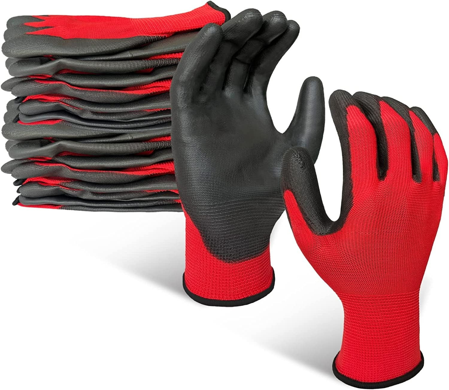 EvridWear 12 Pairs PU Coated Work Gloves UltraThin AntiSlip Latex