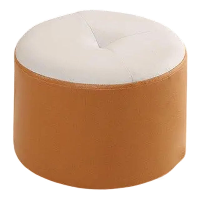 Taburete pequeño redondo relleno estable y cómodo taburete mueble reposapiés para Beige y naranja
