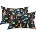 thumbnail image 2 of GZHJMY Satin Pillowcase for Hair and Skin, Planet Flyer Cooling Pillow Case with Envelope Closure Soft Breathable Silk Satin Pillow Cover for Sleeping King Size 40x20 in Home Decor, 2 of 7