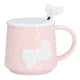 thumbnail image 1 of Taza de agua leche de té de cerámica con bonito lazo de 400ml, taza de café con tapa, cuchara de acero inoxidable para regalos de vacaciones en el hogar, 1 of 8