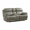 thumbnail image 4 of AC Pacific Estella Gray Leather Infused Fabric Transitional Reclining Loveseat with Storage Console, 4 of 9