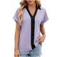 thumbnail image 2 of Fiudx Camisetas para Mujer Camiseta Informal de Manga Corta con Cuello En V Liso a La Moda para Mujer, 2 of 3