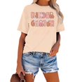 thumbnail image 2 of TSADFHJI Hauts Femmes Crop Mode Décontractée Imprimé Col Rond Manches Courtes Chandail T-Shirt TTG Beige, 2 of 4