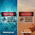thumbnail image 5 of (2 Pack) Stay Clear Of Moving Conveyors OSHA Danger Sign 14 Inch X 10 Inch Vinyl Label Decal Sticker Weather Resistant, UV Protected for Workplace, Business, and Construction Site, Made, 5 of 7