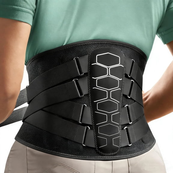 Back Brace for Lower Back Pain Relief with Adjustable Power Straps, Lumbar Support Belt for Men Women with Lumbar Pad, Ergonomic Design Soft Breathable 3D Knit Material, XXL, for Waist 53.9" to 62.9"
