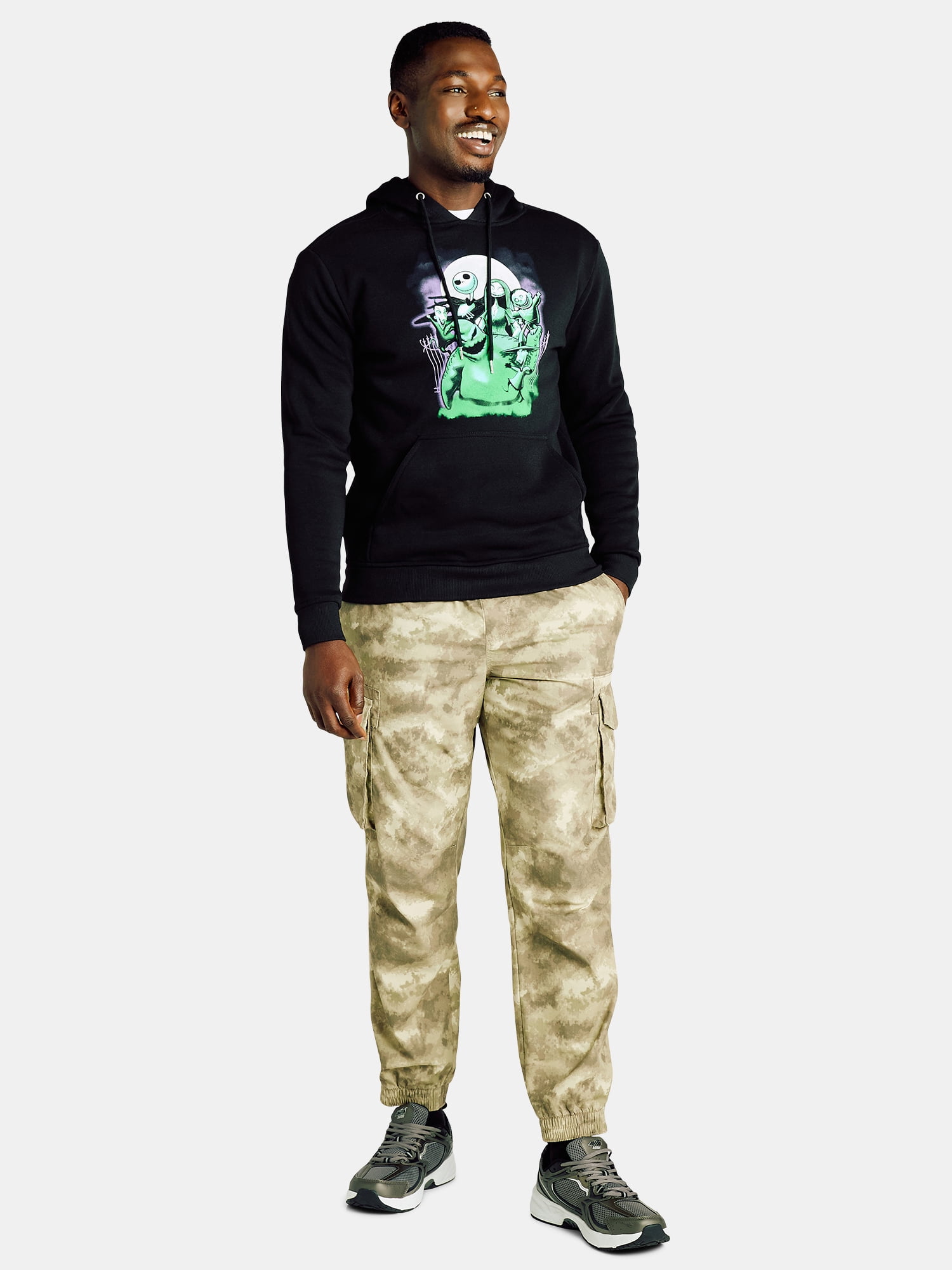 Disney Nightmare Before Christmas Men's & Big Men's Glow In The Dark Graphic Hoodie Sweatshirt, Sizes S-3XL