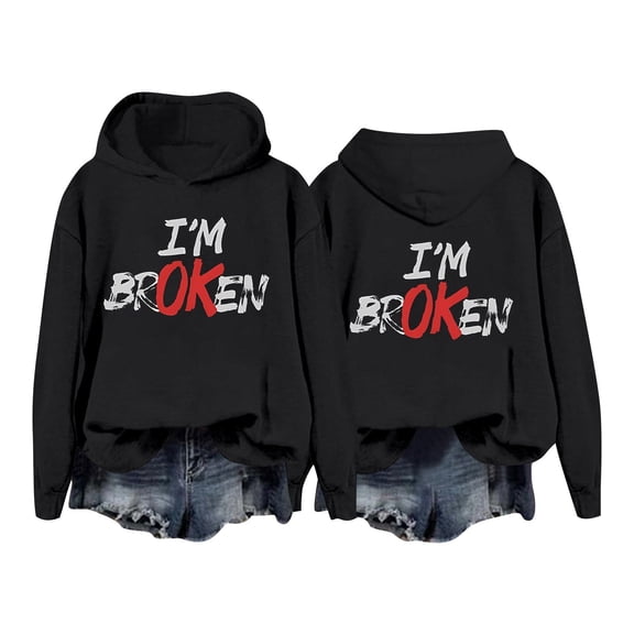 XIAOCHA Womens Letter Hoodie Fall Winter Warm Oversized Hoodies Edgy Casual Streetwear Hooded Sweatshirts