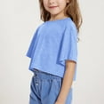 thumbnail image 6 of LADIGASU Girls' Short Sleeved Crop Top Children's able Round Neck Short Sports T-shirt Medium And Large Children's Loose T-shirt, 6 of 9