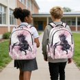thumbnail image 2 of Garronmavis Full Pink Cherry Blossom Watercolor Black Horse Kids Backpack Pack, 17 Inch Romantic Floral Spacious Bookbag Comes with Thermal Lunch Box, Stationery Bag and Water Bottle Carrier, 2 of 8