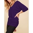 thumbnail image 4 of Made by Johnny Women's V-Neck 3/4 Sleeve Dolman Top with Side Shirring M DARK_PURPLE, 4 of 6
