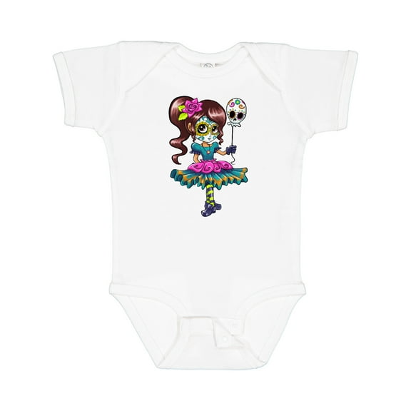 Inktastic Día de los Muertos girl with decorative skull balloon Boys or Girls Baby Bodysuit