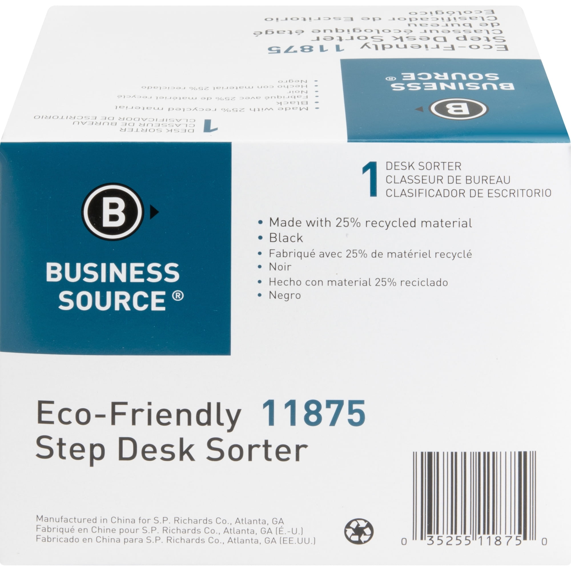 Business Source, 6-slot Inclined Desk Step Sorter, 1 Each, Black