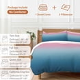 thumbnail image 6 of 3 Piece Pink Blue Ombre Duvet Cover Set Queen Size,Microfiber Comforter/Quilt Cover with Corner Ties and 2 Pillowcases,Modern Geometric Striped Abstract Art All Season Bedding with Zipper Closure, 6 of 8