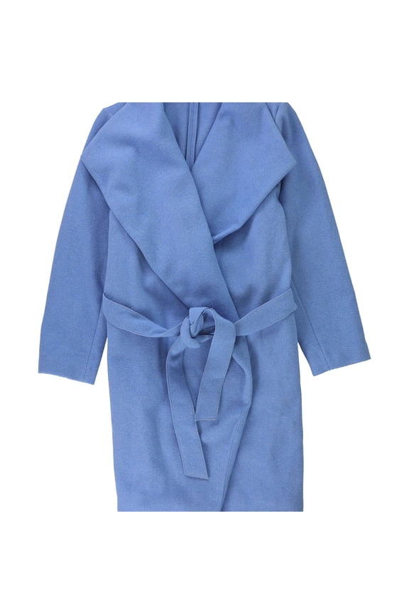 Womens Drape-Front Wrap Jacket, Blue, L/XL