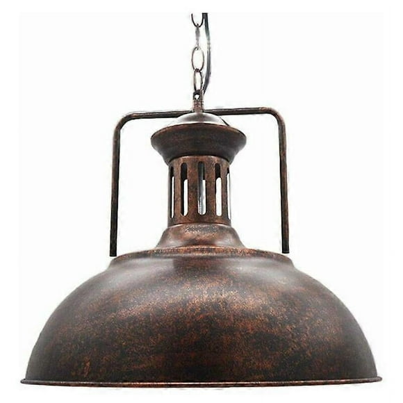 Industrial Lighting Antique Metal Pendant Chandelier UFO Light Ceiling Lamp (Rust, 33CM)