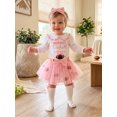 thumbnail image 3 of RUINIXCW Baby Girl Football Set Embroidered Long Sleeve Romper Tulle Skirt Headband, 3 of 7