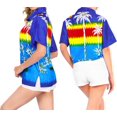 thumbnail image 4 of HAPPY BAY Button Down Shirt for Women Casual Beach Party Short Sleeve Vacation Blouse Shirt Summer Button up Dress Hawaiian Shirts Blouses for Women XL Upside Down Palm, Royal Blue, 4 of 6