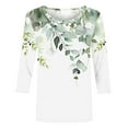 thumbnail image 4 of hxobax Womens Floral 3/4 Sleeve Tops Casual Crewneck Tshirts Summer Basic Tunic Tees Comfy Blouses, 4 of 5