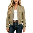 thumbnail image 5 of Brqkzdu Waffle Bomber Jacket for Women Full Zip Long Sleeve Casual Jackets Fall Loose Fitting Lightweight Jacket with Pockets, 5 of 6