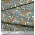 thumbnail image 2 of Soimoi Brown Velvet Fabric Camera & Dots Print Fabric by Yard 58 Inch Wide, 2 of 3
