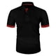 thumbnail image 4 of Ceisia Men's Slim Fit Short Sleeve Turndown Collar Jacquard Polo Shirt with Contrast Cuffs Black S Gifts, 4 of 7