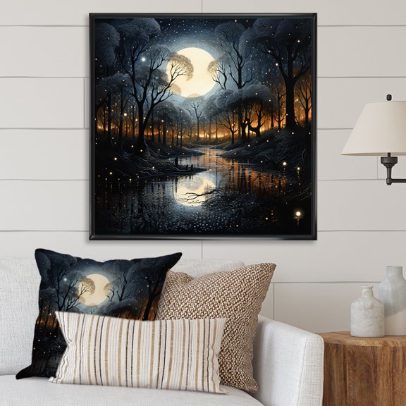Designart "Ebony Overpass At Twilight" Landscapes Floater Framed Canvas Art Print