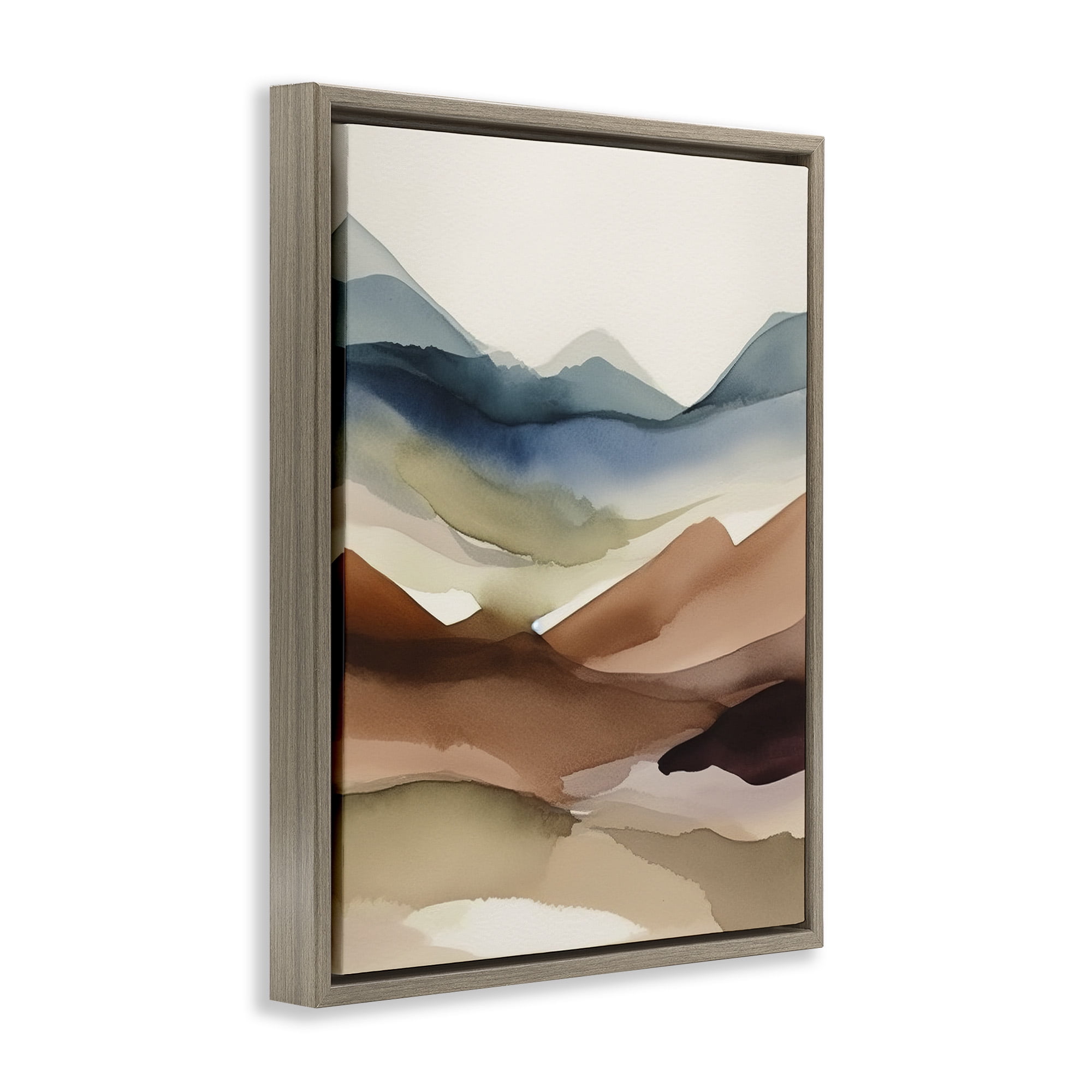 Stupell Industries Abstract Desert Landscape Landscape Painting Brown Floater Framed Canvas Art Print Wall Art, 25 x 31