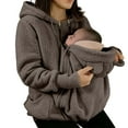 thumbnail image 2 of Mifsaly Maternity 2 In 1 Fuzzy Fleece Jacket Women Zip Up Thick Warm Hoodie Pregnant Hooded Winter Coat Thermal Teddy Coats Weather Baby Wearing Outerwear with Pockets XXL, 2 of 5