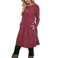 thumbnail image 3 of Maean Women's Knit Long Sleeve Dress Fall Winter Crewneck Casual Midi Tunic Dresses with Pockets, 3 of 5