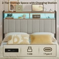 thumbnail image 6 of Pinmoco Headboard for Full Size Bed with Storage, Linen Upholstered Head Board with LED Light and Charging Station, Gray, Headboard Only(Bed Frame Not Included), 6 of 10