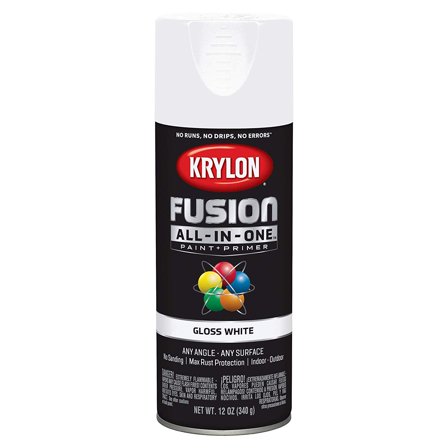 Krylon K02727007 Fusion All-in-One Spray Paint   Primer, Gloss White, 12 Oz, Each