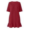 thumbnail image 6 of Horkkom T Shirt Dress Women Summer Short Sleeve Solid Color Mini Dresses Ruffle Beach Sundresses, S-2XL, 6 of 6