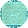 thumbnail image 1 of Ahgly Company Indoor Round Oriental Light Blue Traditional Area Rugs, 8' Round, 1 of 4