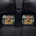 thumbnail image 4 of Renewold American Tribal Highland Cow Cattle Sunflower Auto Carpet Floor Mats for Car Van Truck SUV, 4 Pieces Front & Rear Full Set with Rubber Backing Universal Fit for Most Vehicles, 4 of 7