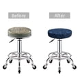 thumbnail image 5 of Round Bar Stool Seat Covers, dark blue stars textured Elastic Round Chair Cover Stool Seat Slipcover Bar Stool Cushions Round Pad for 12-14 inch, 5 of 7