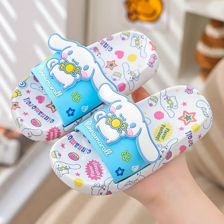 

Sanrio Children Slippers 2024 New Hello Kitty Kuromi Cinnamoroll Kawaii Cartoon Ladies Non-Slip Soft-Soled Family Sandal