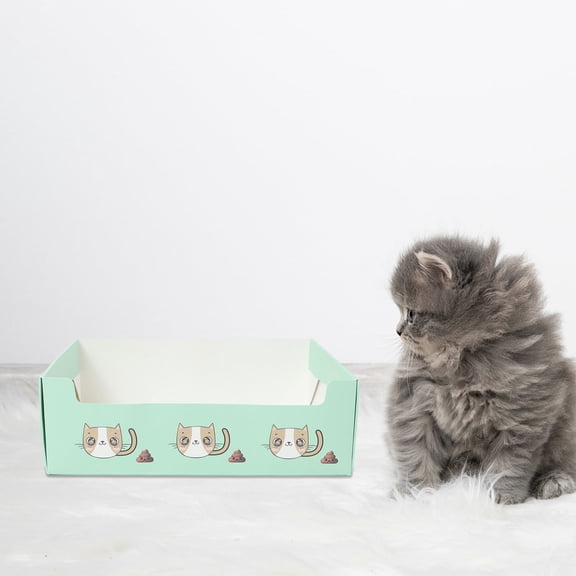 LOLIPPYY Light Green Portable Foldable Cat Litter Box Disposable Tray with Splash Guard for Indoor Outdoor