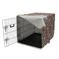 thumbnail image 3 of Owl Print Dog Crate Cover, Hearts Leaves Autumnal Forest Birds, Easy to Use Pet Kennel Cover Small Dogs Puppies Kittens, 7 Sizes, Pale Chocolate Multicolor, by Ambesonne, 3 of 6