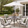 thumbnail image 2 of Round Outdoor Tablecloth with Umbrella Hole and Zipper, Gray Red Boho Tablecloth with Elastic Waterproof, Southwestern Ethnic Abstract Geometric Patio Table Covers for 36" - 44" Picnic Pool Tables, 2 of 9