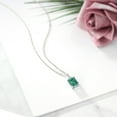 thumbnail image 4 of Gem Stone King 925 Sterling Silver Green Malachite and White Lab Grown Diamond Pendant Necklace for Women | 3.54 Cttw | Gemstone Birthstone | Emerald Cut 9X7MM | With 18 inch Silver Chain, 4 of 4