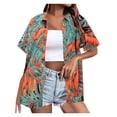 thumbnail image 2 of Women Blouses Dressy Casual Work Business Shirts Button Down Floral Print Short Sleeve Lapel Collared Fashion Tops, 2 of 3