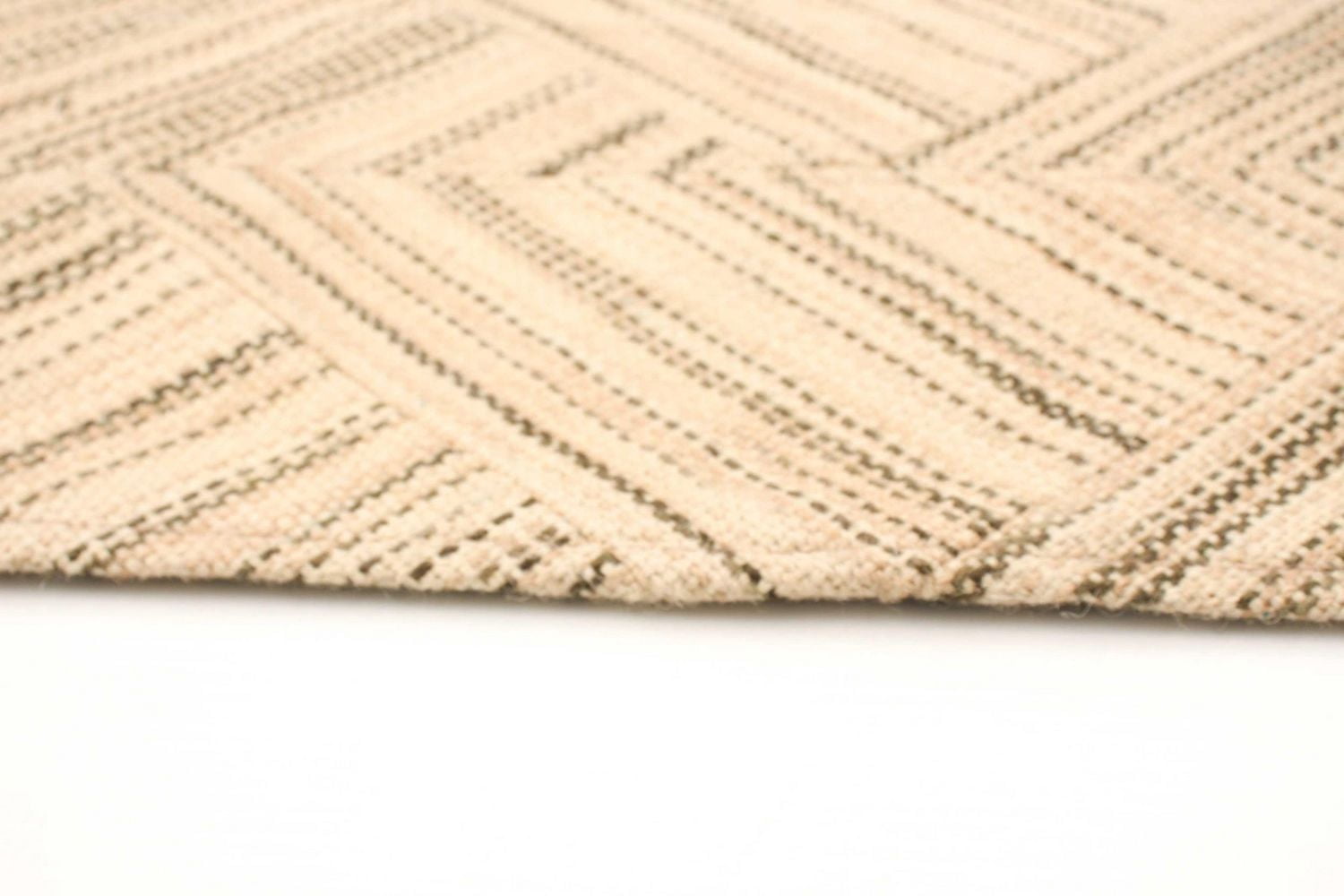 ECARPETGALLERY 5'2" x 8'0" Flat-weaves & Kilims Moldovia Patch Hand Made Area Rug for Living Room, Dining Room and Bedroom in Ivory