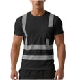 thumbnail image 3 of UVEASISHA High Visibility Shirts for Men Mesh Quick Dry Safety T-Shirt Short Sleeve Reflective Strip Work Tees Outdoor Construction Summer Tops with Chest Pocket Black XXL, 3 of 9